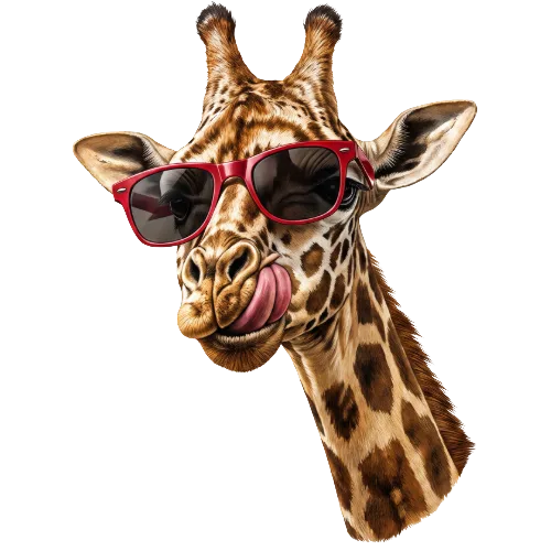 DIPSMIR Giraffe mit roter Sonnenbrille